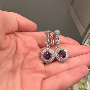 Elegant silver and Purple Drop Earrings
